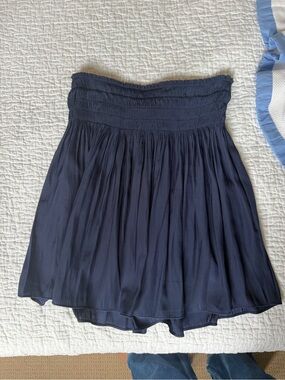 Ramy Brook Navy Blue Smocked Mini Skirt